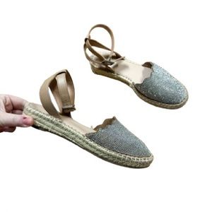 XAppeal Ankle Strap Bling Toe Espadrille Sandals Girls Size 6